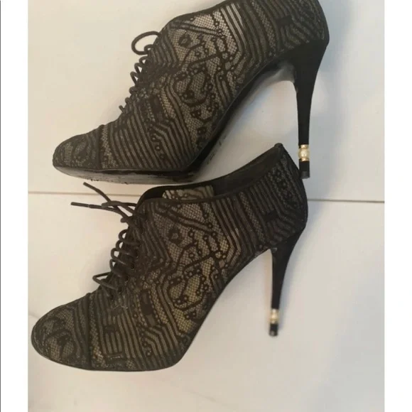 Chanel short boot bootie black lace mesh size 41/10. - Picture 5 of 9